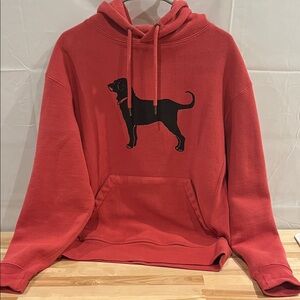 The Black Dog Red Hoodie with Black Dog Design